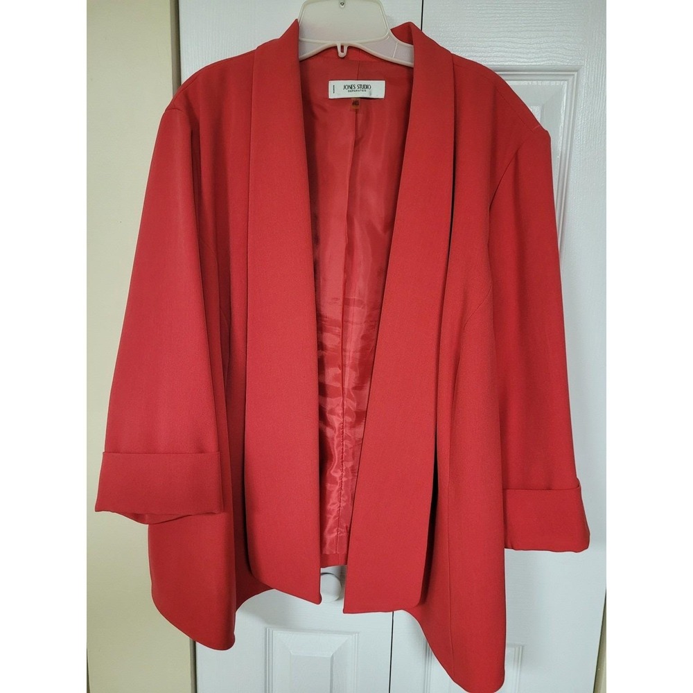 Jones Studio Womens Coral Open Blazer Jacket Fully Lined Size 24W Careerwear